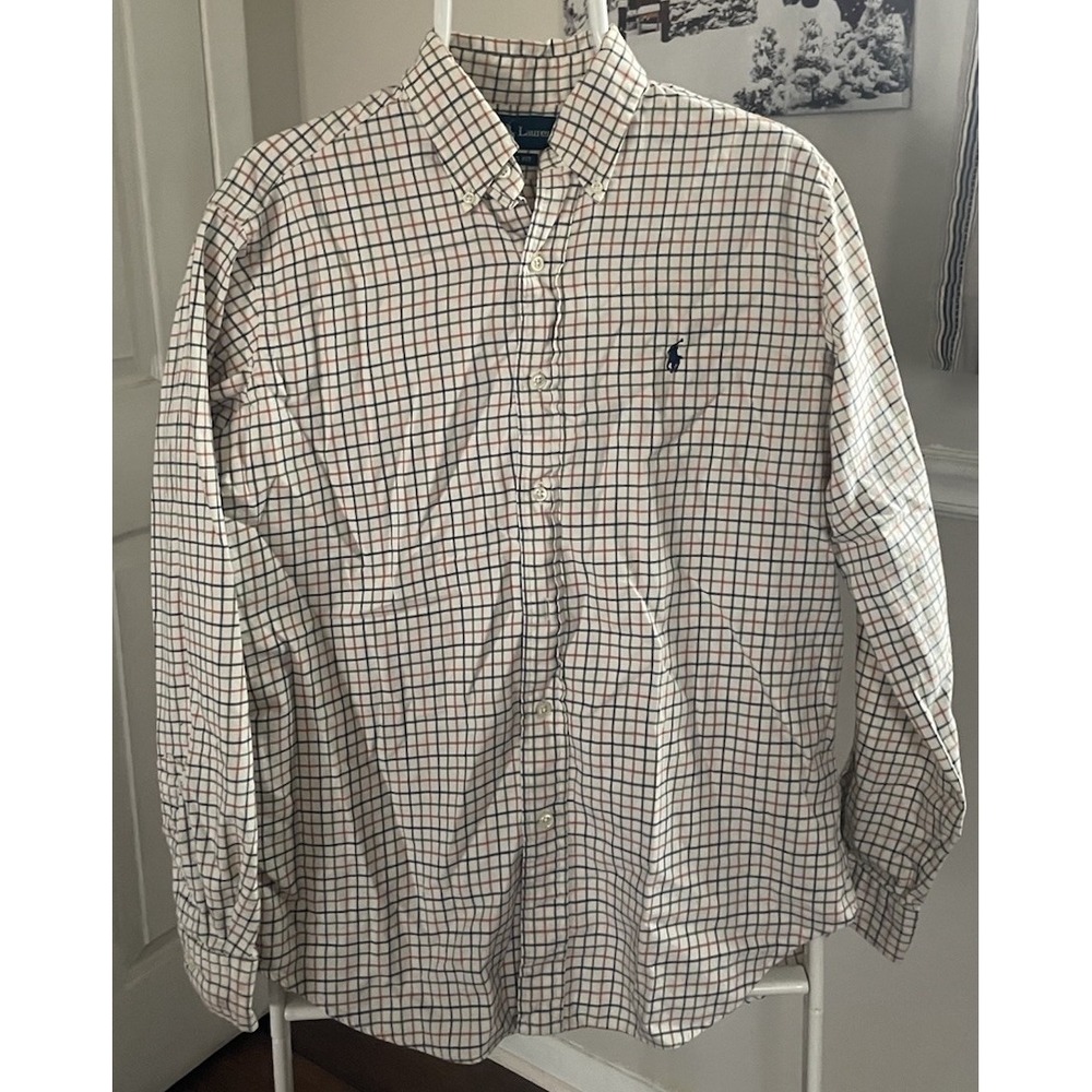 Ralph Lauren Plaid Flannel Shirt Classic Fit Button Down Size 15.5